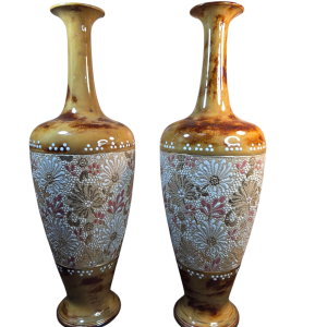 Pair Of Doulton Lambeth Slater's Patent Vases C.1895 By John Slater