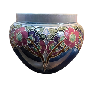 Royal Doulton Jardinière Vase Tube Lined Flower Design By John Huskinson C.1895