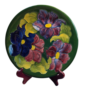 Moorcroft Pottery Plate/Charger Clematis Pattern 10" Diameter By Walter Moorcroft